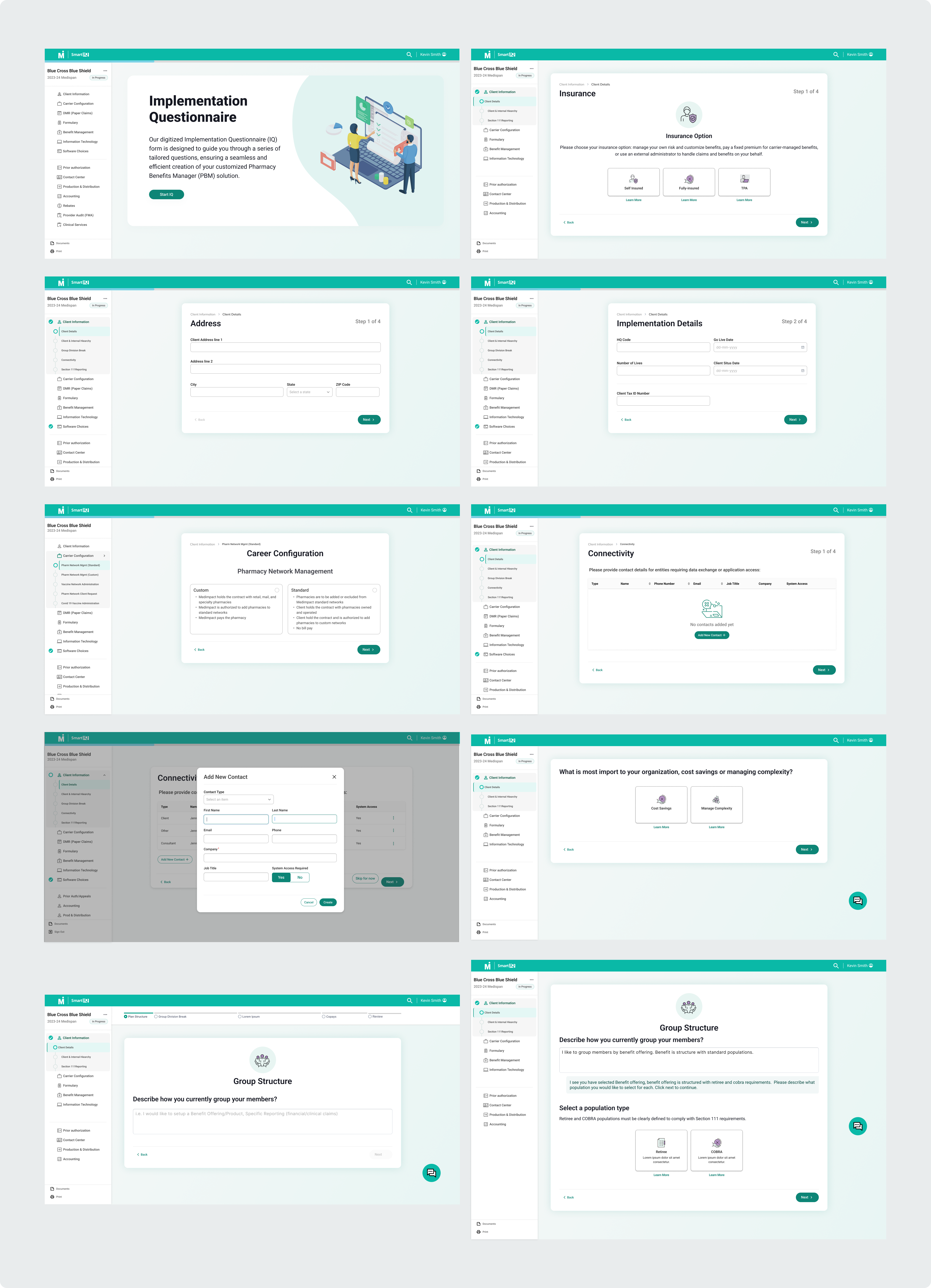 High Fidelity Mockups of Implementation Questionnaire