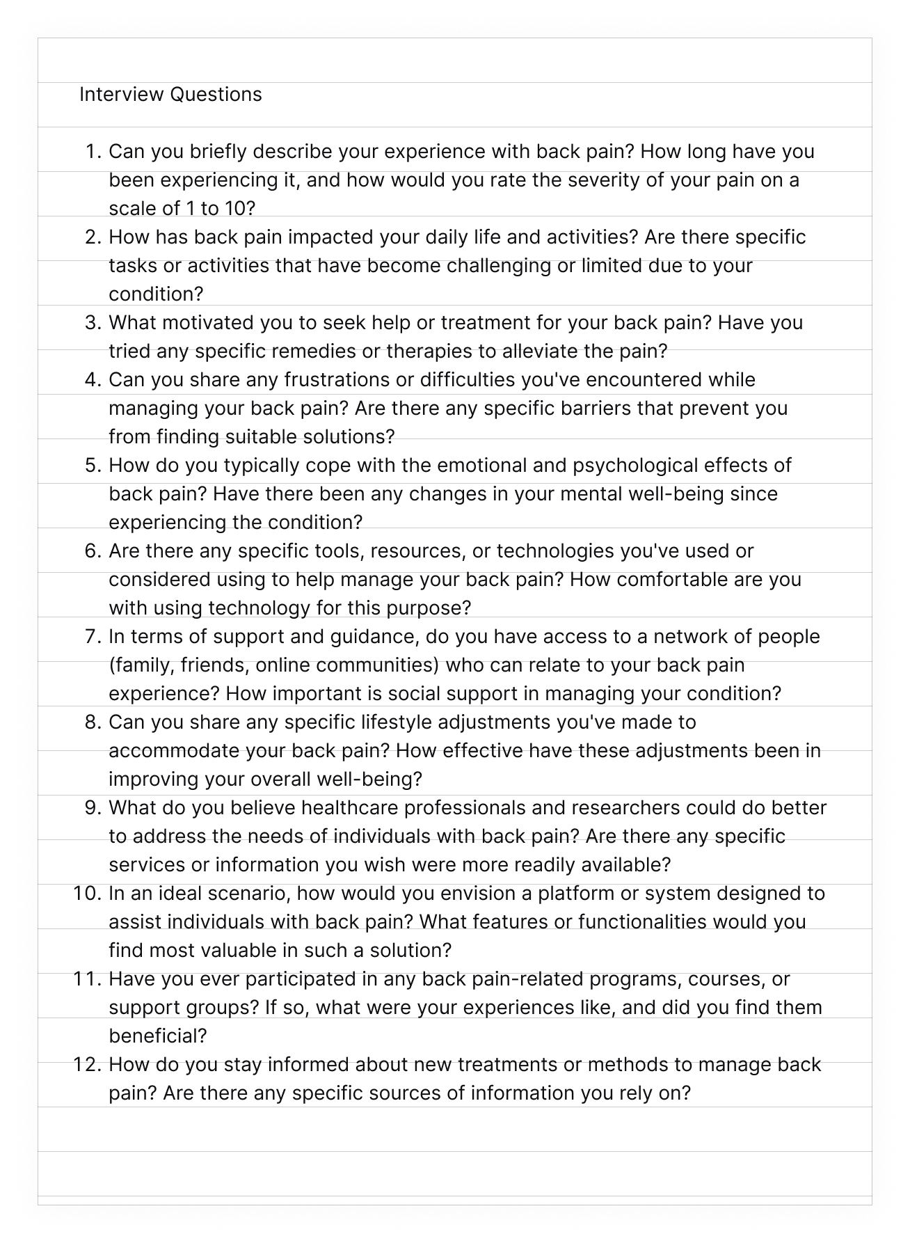 user Testing Questions